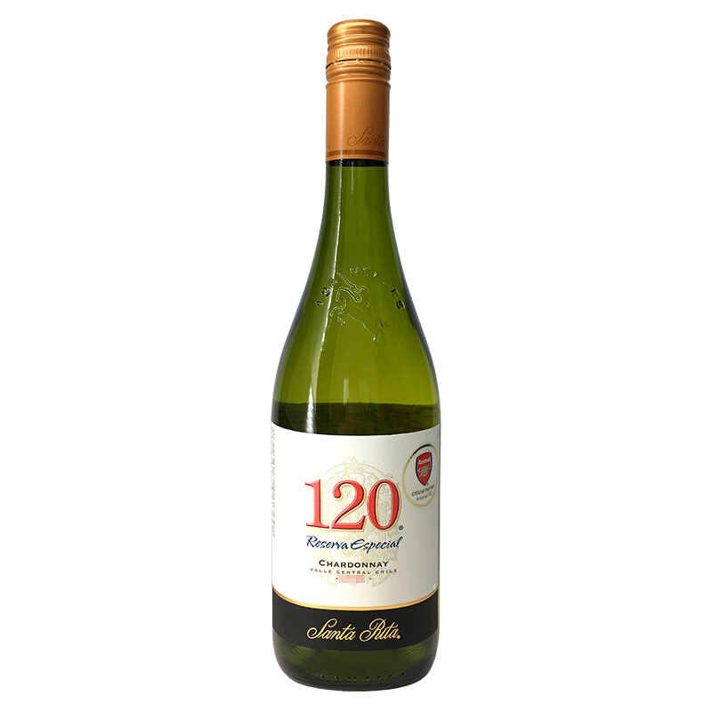 智利原瓶进口 圣丽塔120系列霞多丽干白葡萄酒 750ml 单支装