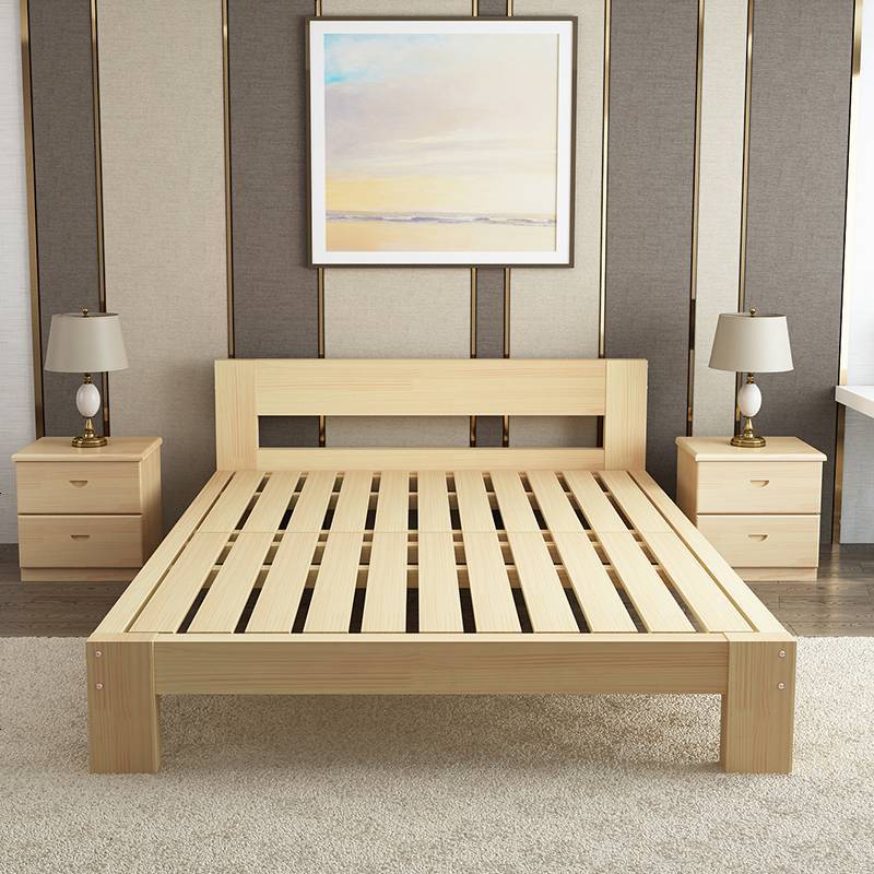 现代简约实木床18米单双人床架主卧15m12经济型出租房屋简易床视频