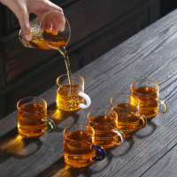 [补贴10%]耐热玻璃小茶杯带把杯透明主人杯茶碗直把家用杯功夫茶具高硼硅