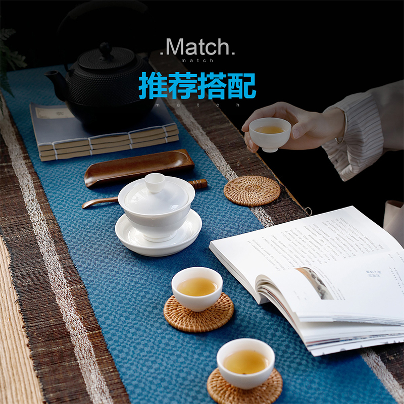 博为盖碗茶杯大号德化白瓷羊脂玉瓷陶瓷功夫茶具 云上雪(赠2个茶杯)