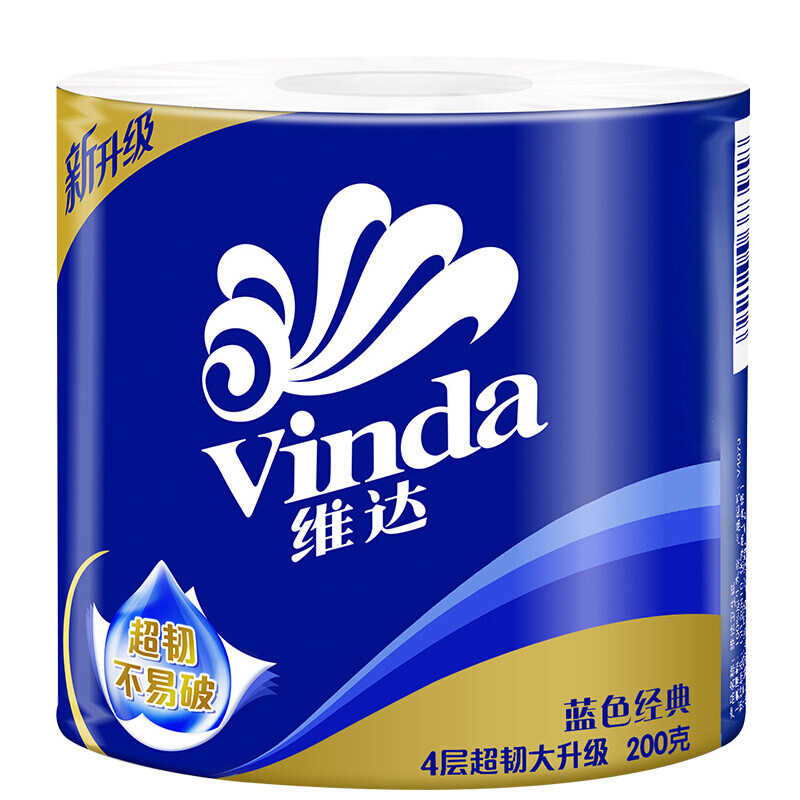 维达卷纸卫生卷纸蓝色经典V4073有芯4层200g60卷家用卫生间厕纸四层纸 60卷高清大图