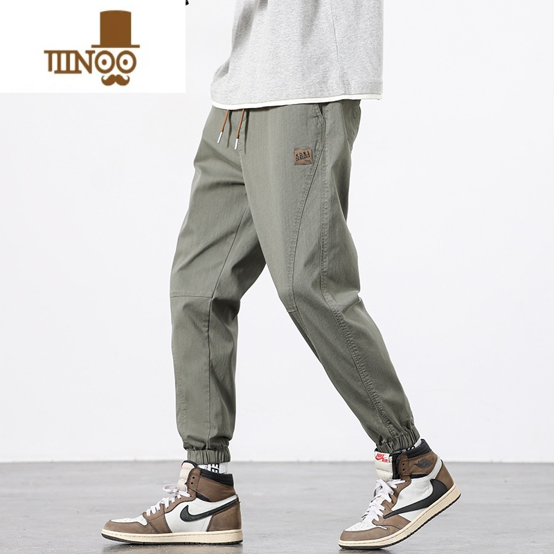 YANXU工装裤男士夏季薄款潮牌运动男生长裤宽松束脚九分休闲裤子夏天九高清大图