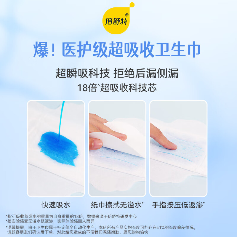 倍舒特医护级超吸收卫生巾日用女抑菌棉柔亲肤透气 240mm8片+290mm8片 YHZ1016高清大图