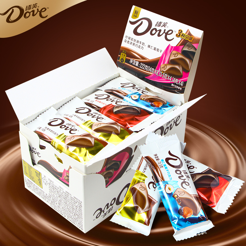 德芙(DOVE)巧克力丝滑牛奶什锦三口味盒装222g高清大图
