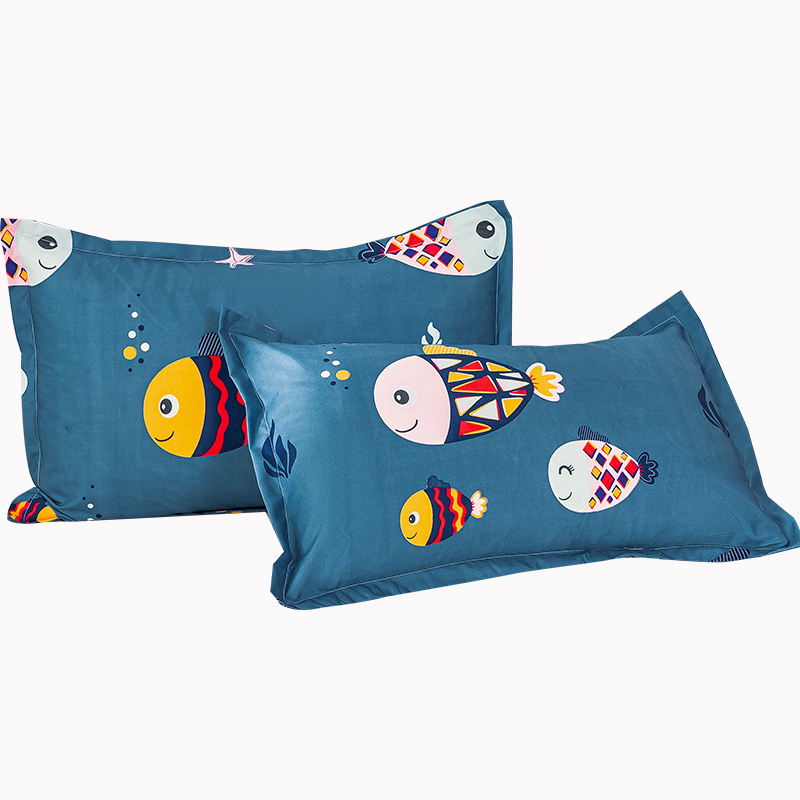 南极人一对装全纯色枕套水洗棉成人枕头套单人卡通枕芯套48x74cm