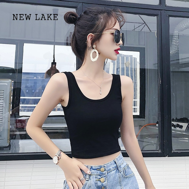 new lake美背吊带背心女夏外穿ins打底衫内搭辣妹短款复古黑色小背心