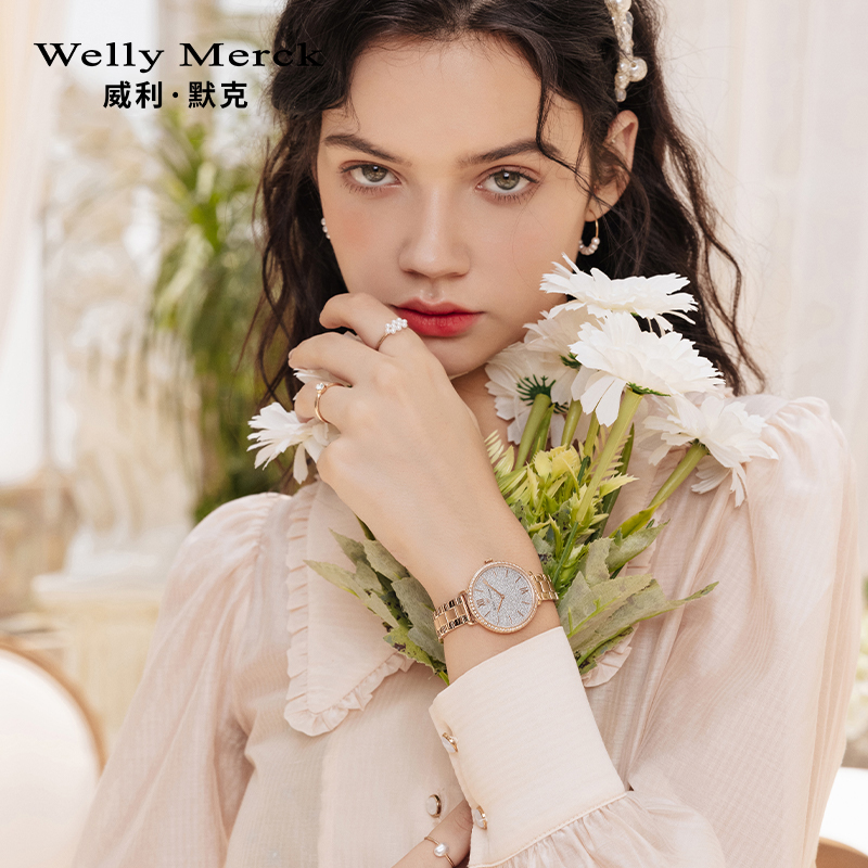 welly merck 威利默克女生手表时尚防水新款腕表女士正品石英学生女表WM017L高清大图