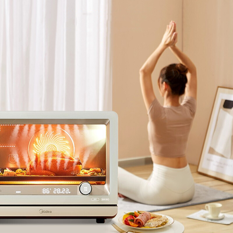 美的 Midea S5pro家用蒸烤箱多功能蒸烤一体30L瀑流锁鲜蒸热风烘烤餐具杀菌蒸烤料理炉[白色]