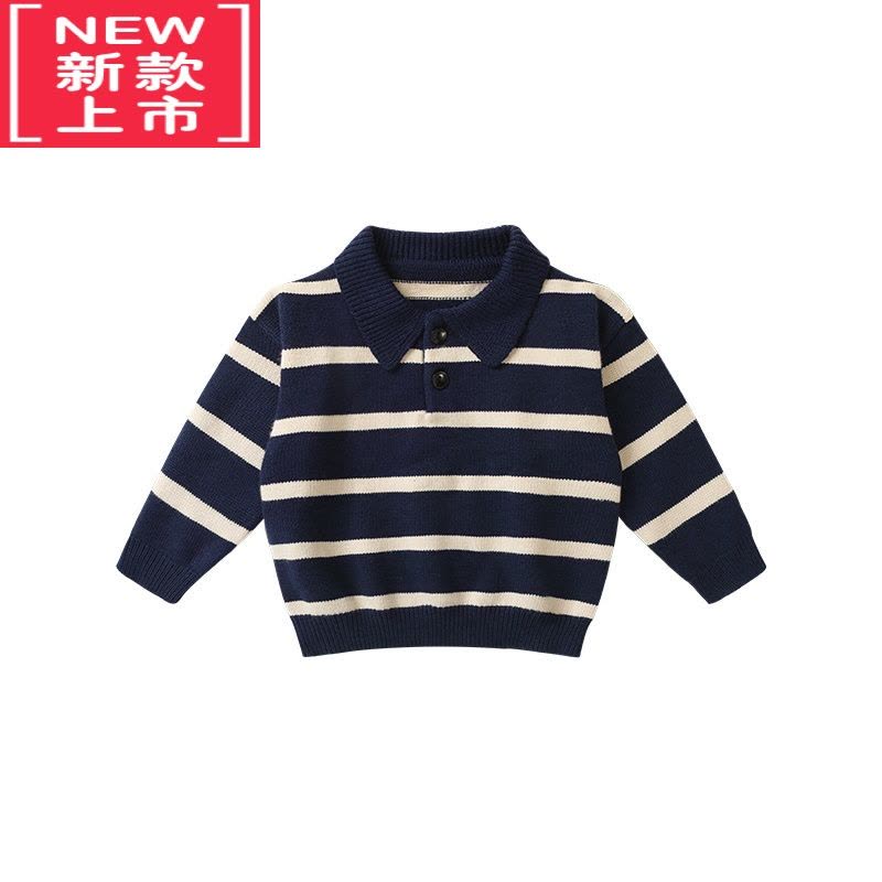 可莉允男童Polo领条纹毛衣秋装秋冬款针织衫婴儿童装宝宝小童洋气图片