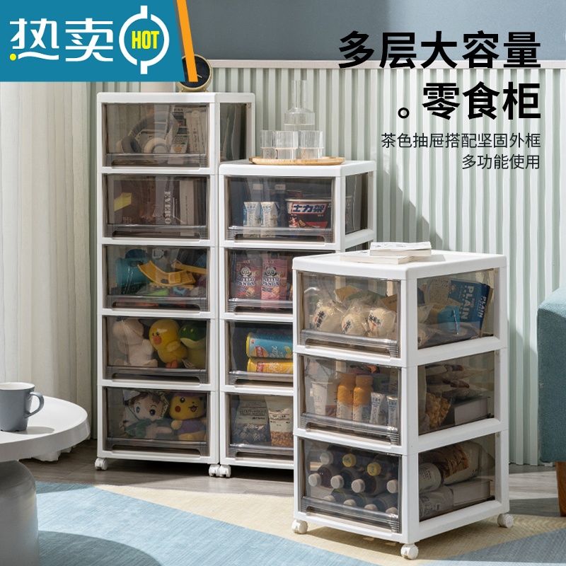 XIANCAI零食置物架家用儿童玩具收纳架子客厅可移动多层小推车卧室收纳多高清大图