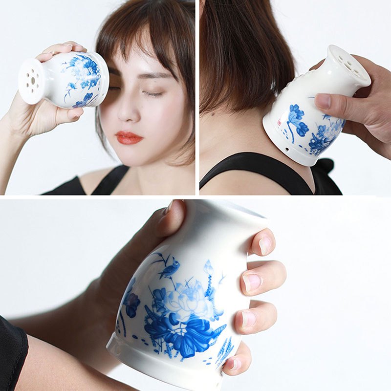 宝康林 陶瓷刮痧杯艾灸罐随身灸家用仪器艾灸盒全身熏蒸