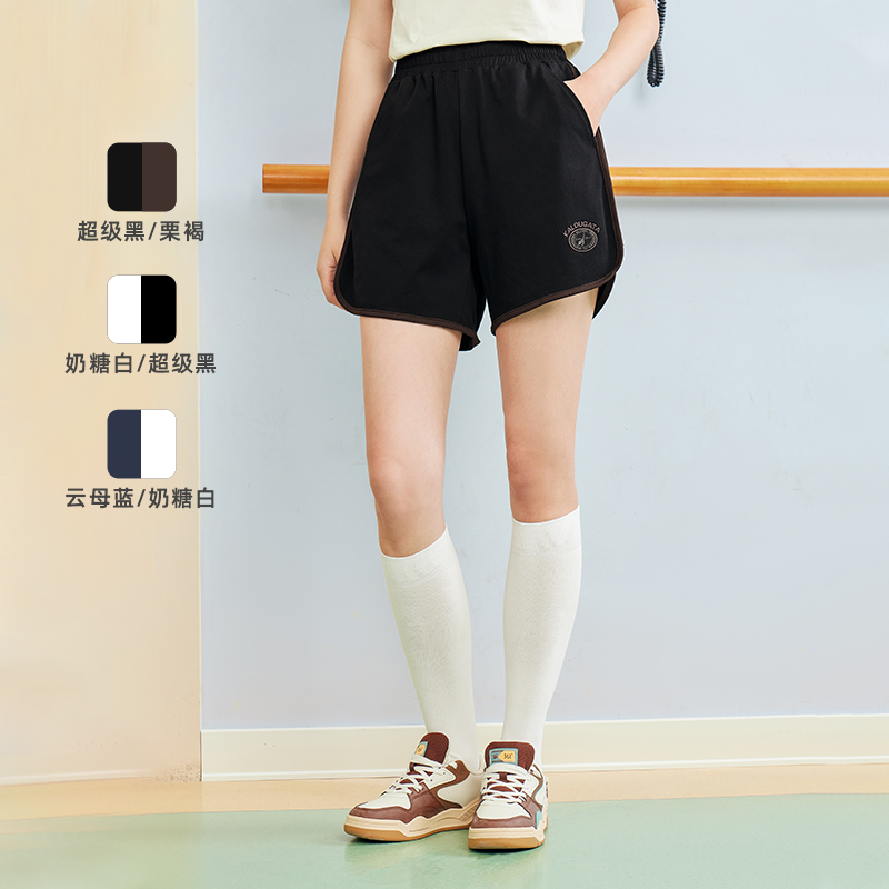 361°运动短裤女夏季新款宽松透气针织短裤复古百搭休闲裤运动短裤女高清大图