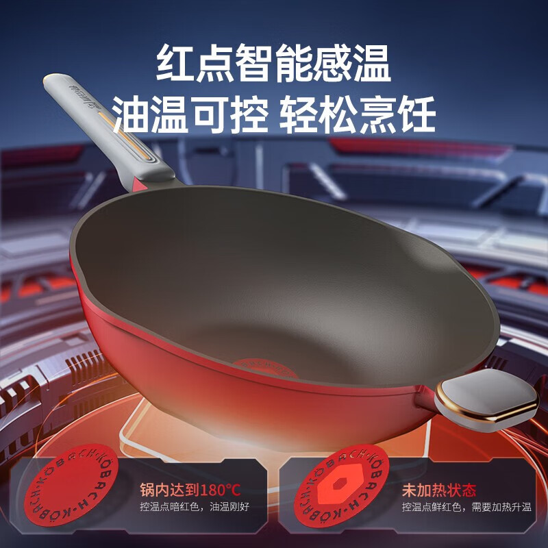 康巴赫火红点感温钛炒锅不粘锅家用平底炒菜锅钛耐磨32cm红点感温钛炒锅32cmKGN-C32H高清大图
