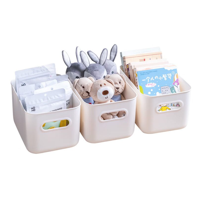 禧天龙(Citylong)H-7703收纳盒(白) 带盖长方形储物盒子办公桌整理盒零食杂物收纳盒 1个装高清大图