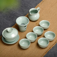 常生源 功夫茶具 仿宋汝窑 开片 茶壶茶杯陶瓷茶漏整套 泡茶器 青云直上套组