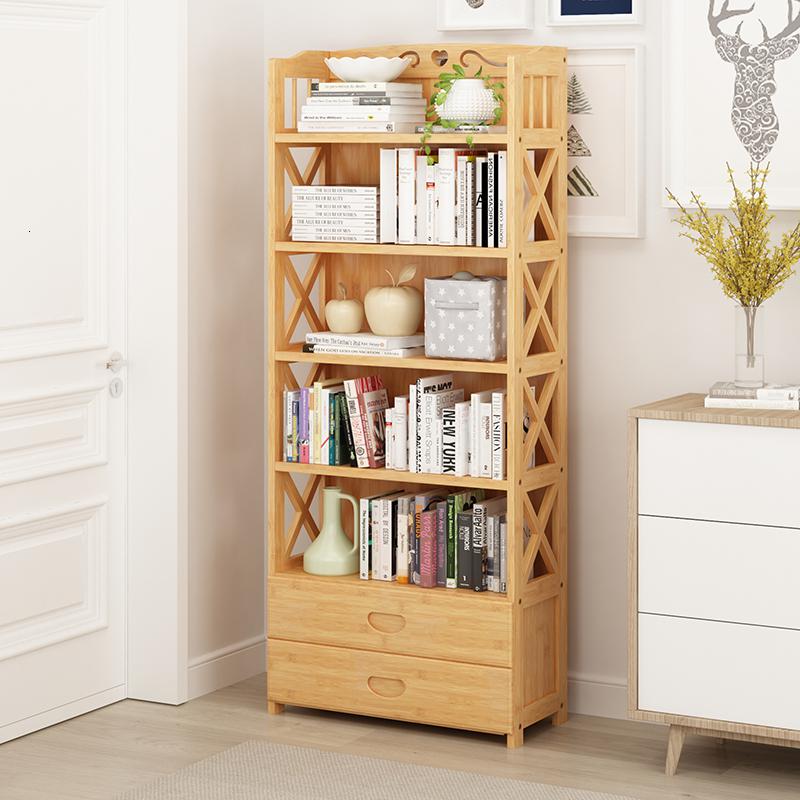 森美人中式落地书柜书架现代简约简易儿童置物架楠竹架子办公室收纳架子高清大图