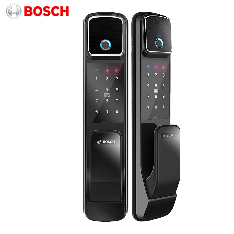 博世 （BOSCH）指纹锁 智能家居家用防盗门密码磁卡锁 智能门锁电子锁 FU550 墨岩黑