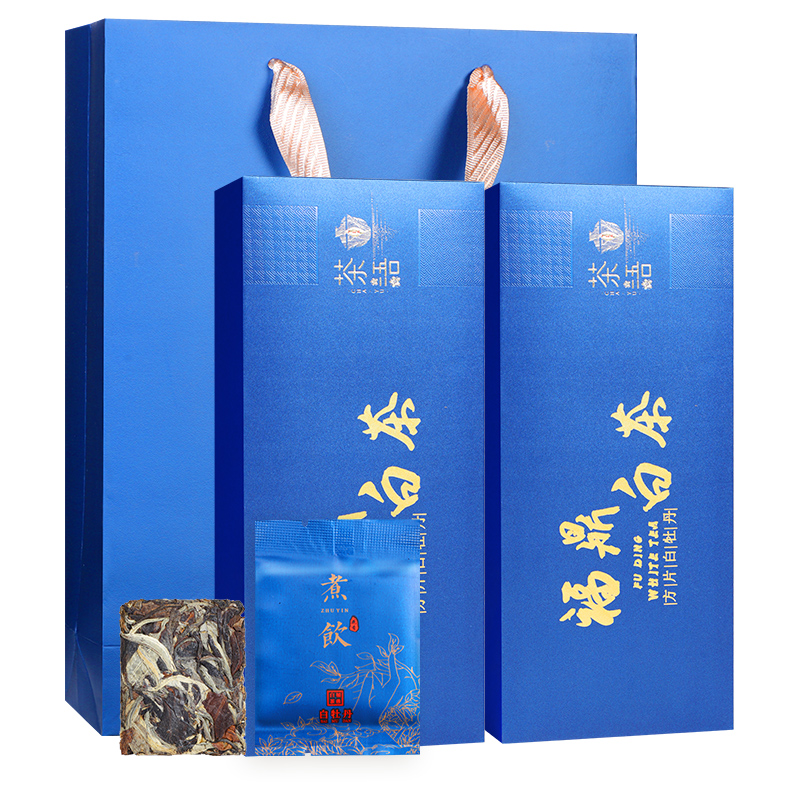 福鼎白茶小方片2014年花香白牡丹茶叶老白茶方片小茶饼500g礼盒装高清大图