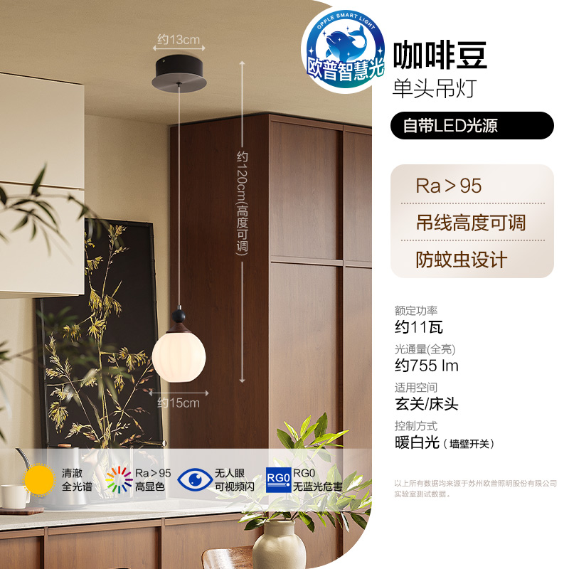 欧普北欧风格灯具餐厅灯吊灯现代简约餐厅吊灯创意全光谱咖啡豆 单头