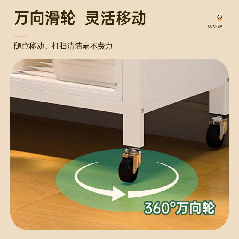 厨房置物架落地多层收纳柜子微波炉家用带门多功能橱柜防尘储物柜