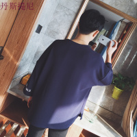 夏季宽松7七分袖T恤男短袖韩版bf风半袖卫衣青少年学生潮流上衣服