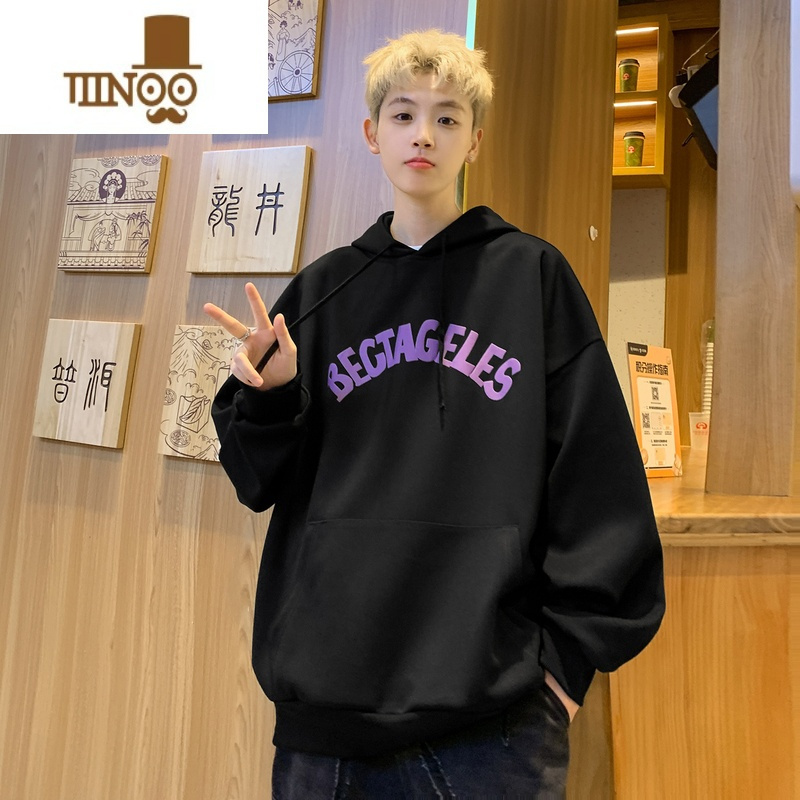 YANXU连帽卫衣男美式复古潮牌套头衣服宽松学生百搭休闲外套