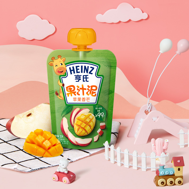 亨氏(Heinz)乐维滋果汁泥苹果香芒120g 亨氏果泥婴儿果泥吸吸乐 宝宝水果泥辅食宝宝营养零食果汁泥高清大图