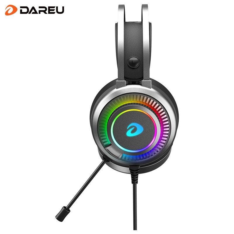 达尔优EH718头戴式电竞游戏耳机虚拟7.1声道立体环绕(RGB 听音辨位CF吃鸡LOL绝地) 银灰单USB+RGB灯