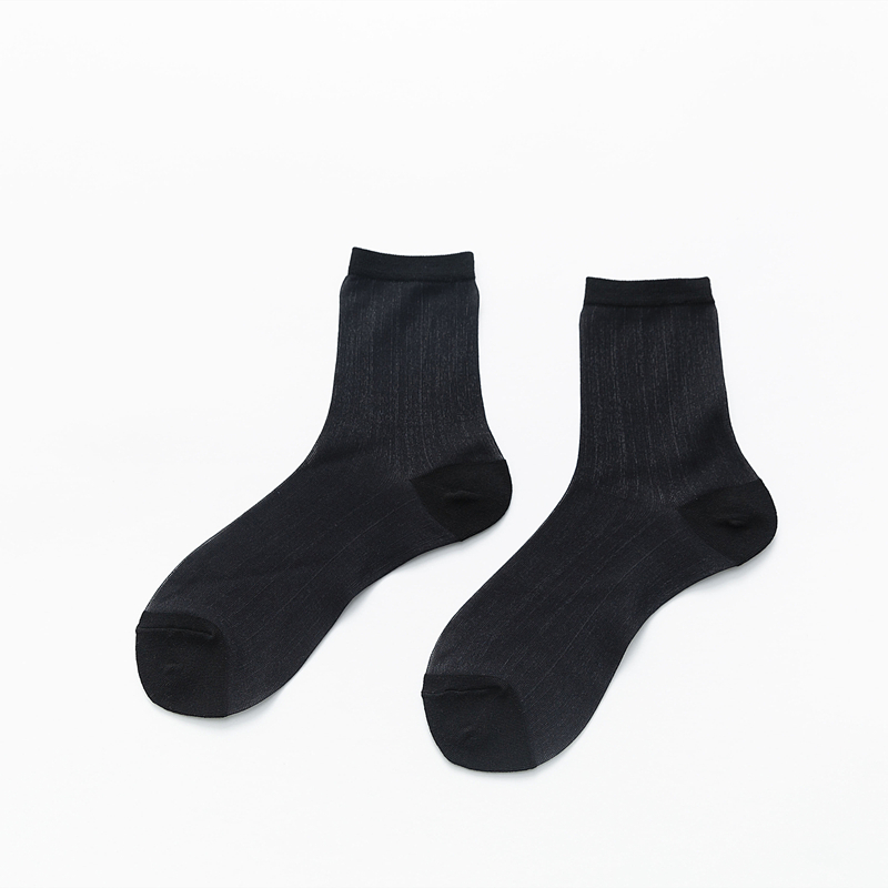 玻璃丝袜纯色堆堆袜子女夏季仙女袜薄韩国透气沙滩袜日系黑色黑色3双