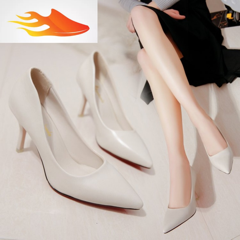 fishbasket高跟鞋秋冬韩版女鞋细跟尖头浅口性感单鞋婚鞋哑光工作鞋