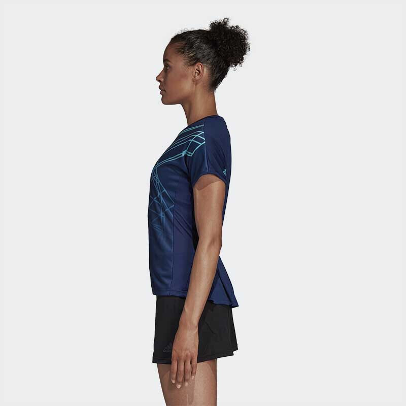 阿迪达斯 (adidas)短袖 运动T恤女速干透气羽毛球服针织圆领休闲半袖上衣 女款深蓝色短袖CW7064 S码-XX