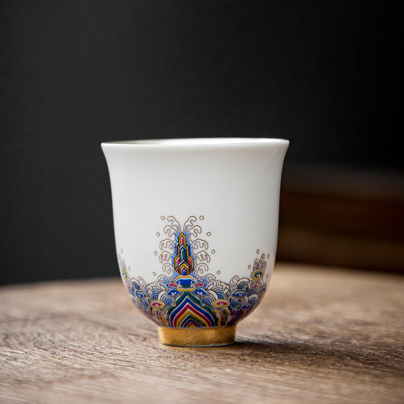 領藝 皇家御品珐琅彩陶瓷茶杯主人杯单杯大品茗杯白瓷茶盏功夫茶具
