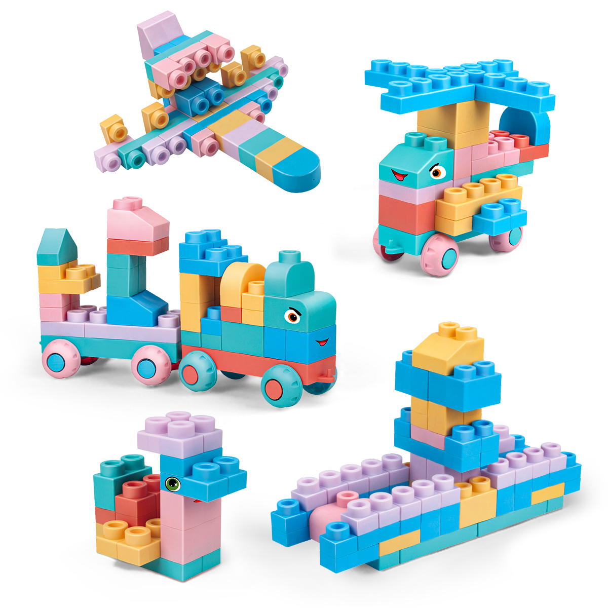 纽奇nukied软胶积木儿童玩具早教拼装玩具大颗粒拼插36岁男女孩生日