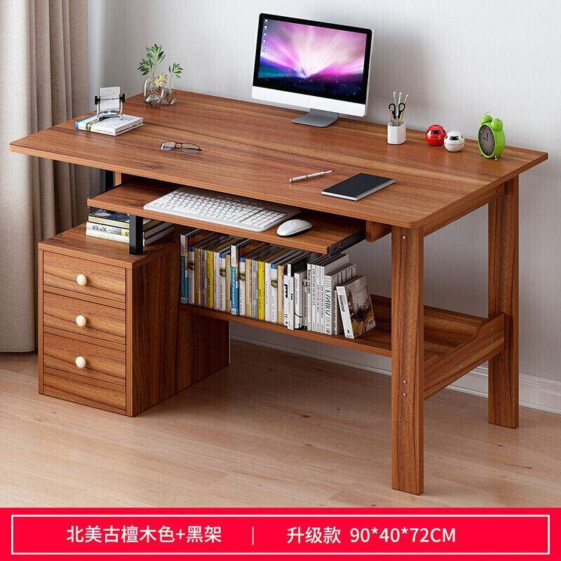 台式电脑桌书桌简约家用经济型学生卧室省空间钢架办公写字小桌子Q A款枫樱木+白架 支持欧因