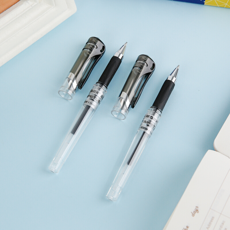 晨光(M&G)GP1111 拔盖中性笔 天空5号 黑 0.7mm (12支/盒) 2盒装高清大图