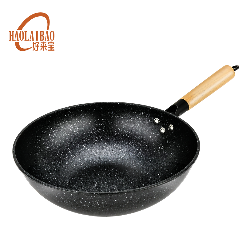 好来宝 HLB-JB004 黑曜石麦饭石不粘炒锅带盖带蒸笼 32CM高清大图
