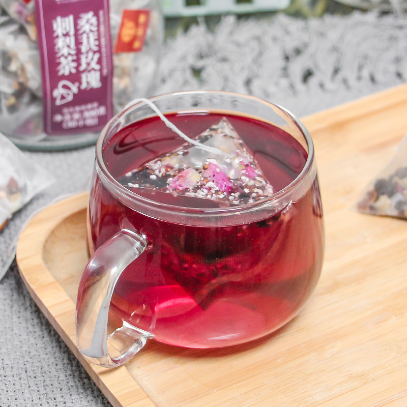 谯韵堂 桑葚玫瑰刺梨茶300g玻璃罐30小包三角包刺梨黑枸杞桑葚组合花果茶