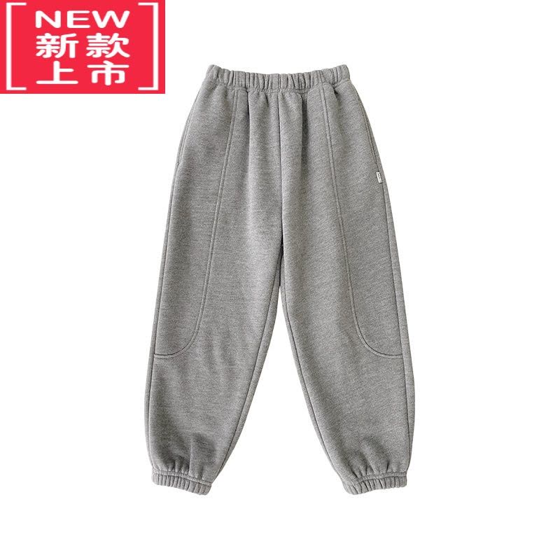 可莉允22秋冬儿童拉绒运动裤男女童加厚保暖柔软卫裤简约慵懒束脚裤保暖裤图片