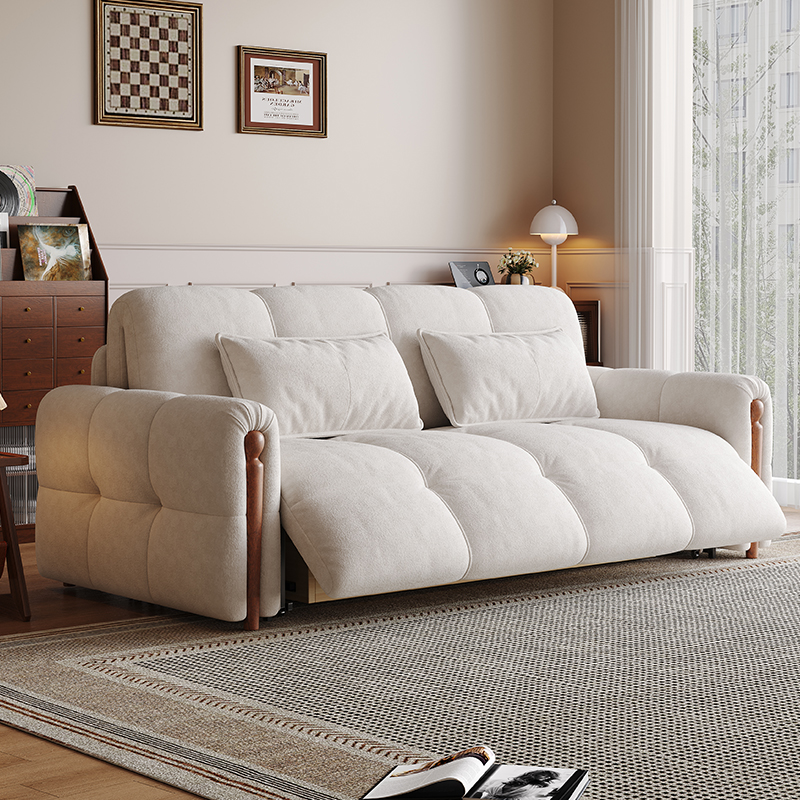 欧梵森智能电动沙发床可折叠伸缩一体两用发现代简约小户型客厅阳台亲肤雪花绒单双人沙发 1.05米外径电动款【多色可选】 亲肤雪花绒布【乳胶款】