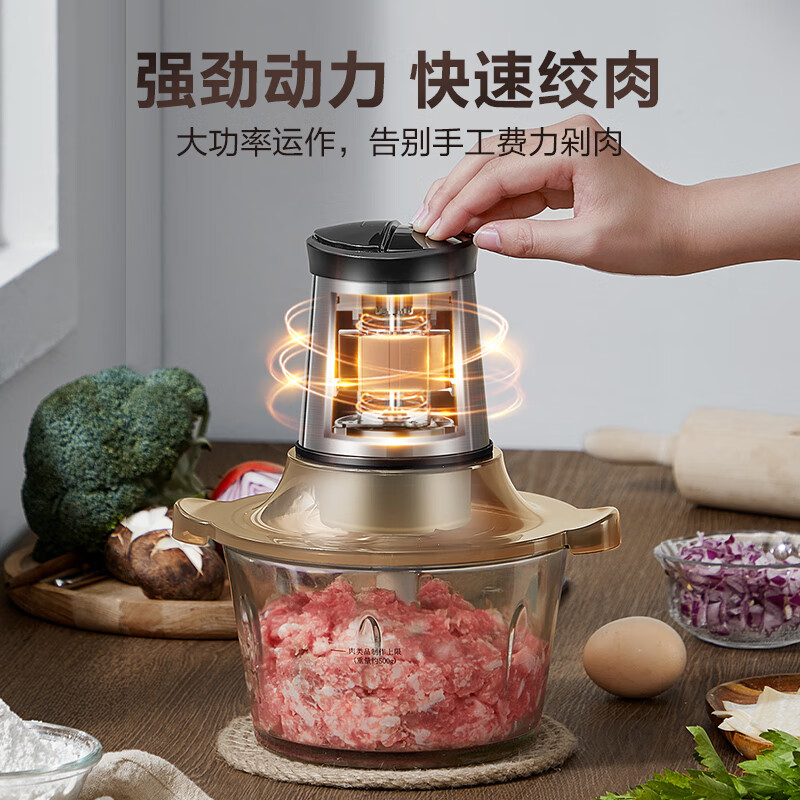 苏泊尔(SUPOR)绞肉机家用电动 不锈钢多功能辅食机婴儿料理机绞馅机碎肉搅肉机JR05S-300(双刀)高清大图