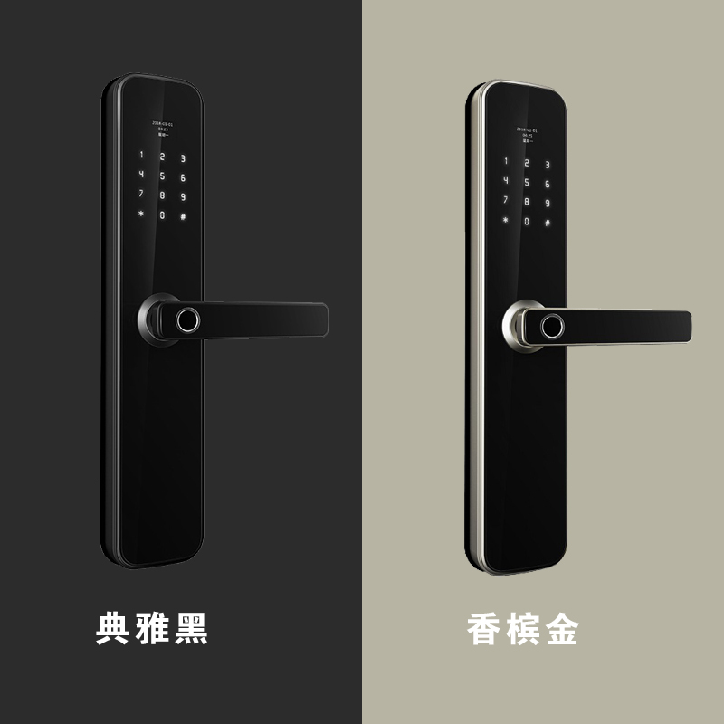 Househas智能安防全镜面防盗握手半导体呼吸灯手机远程密码锁智能门锁C1901(上门安装)