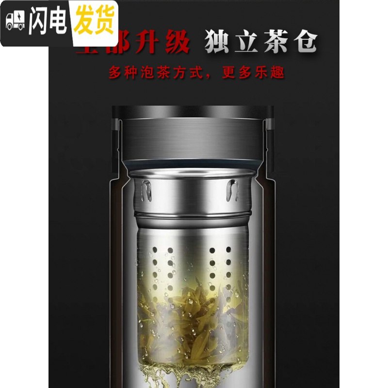 三维工匠双层玻璃杯男士商务保温透明水晶杯茶水分离泡茶杯水杯子高清大图