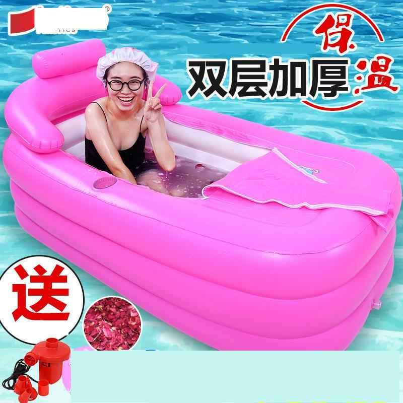 泡澡木桶折叠加厚浴桶沐浴浴盆充气泡澡洗澡盆家用浴缸可拆卸恒温宝宝波迷娜BOMINA高清大图