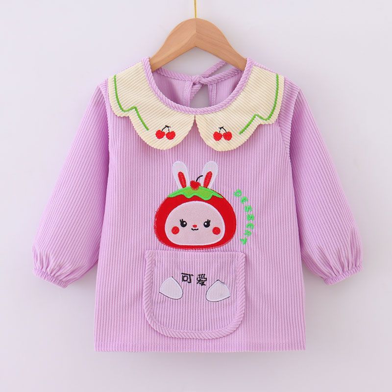 儿童围裙饭兜反穿衣公主女罩衣防水长袖婴儿吃饭衣洋气秋冬