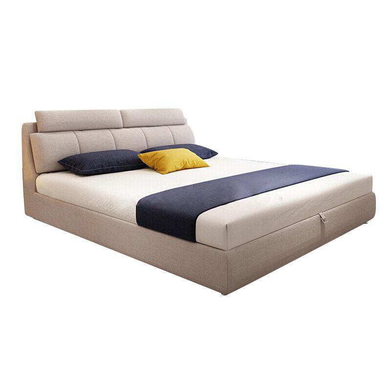 可拆洗布艺床小户型软包布床卧室双人床现代简约榻榻米北欧风婚床 单床+2柜子+5D乳胶床垫1800mm*2000mm组装式架