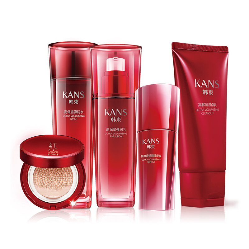 韩束巨水光活妍奢宠礼盒五件套抗皱焕白补水修复收缩毛孔斑点淡化改善肤色80ml+120ml+30ml+60ml+12g