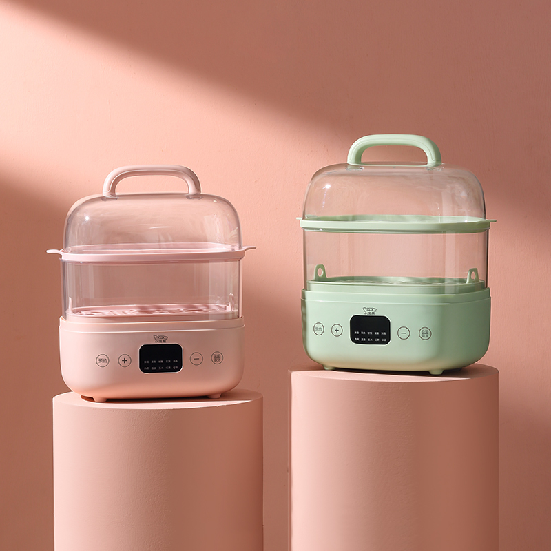 小浣熊电蒸锅多功能家用双层蒸汽锅小型早餐机自动断电蒸菜电蒸笼