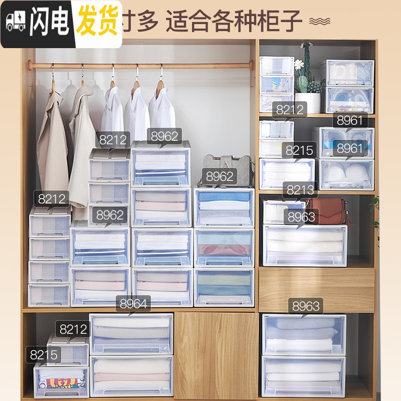 三维工匠衣柜收纳盒抽屉式衣物整理箱柜子塑料储物箱衣服收纳箱抽屉式收纳柜高清大图
