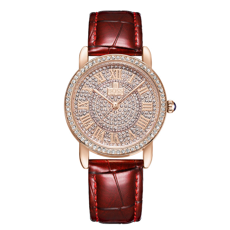 香港boss时尚圆盘皮带女士石英腕表bj078参数