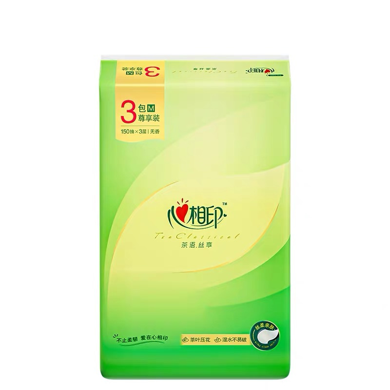 恒安 心相印茶语丝享系列150抽三层塑装纸面巾(60包/箱)DT32150高清大图